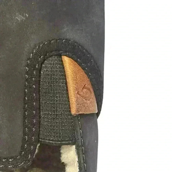 Olukai Pehuea Heu Women size 9 Shearling Lined Slip On Shoe Leather Upper Black - Picture 5 of 10